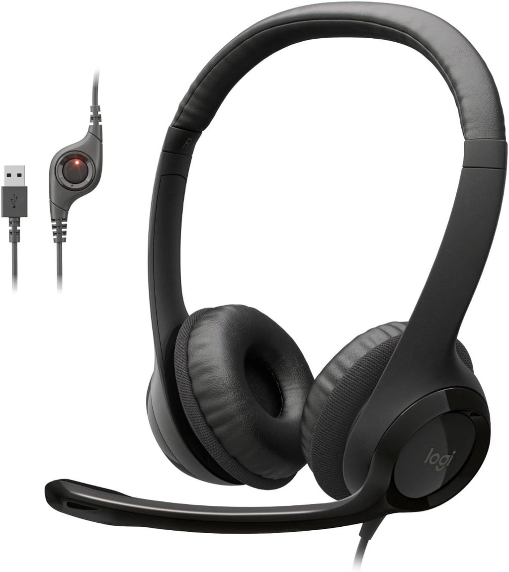 Logitech H390 Wired Headset PC/Laptop Stereo Headphones, USB-A, Black