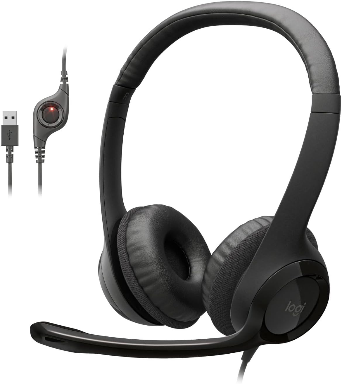 Logitech H390 Wired Headset PC/Laptop Stereo Headphones, USB-A, Black
