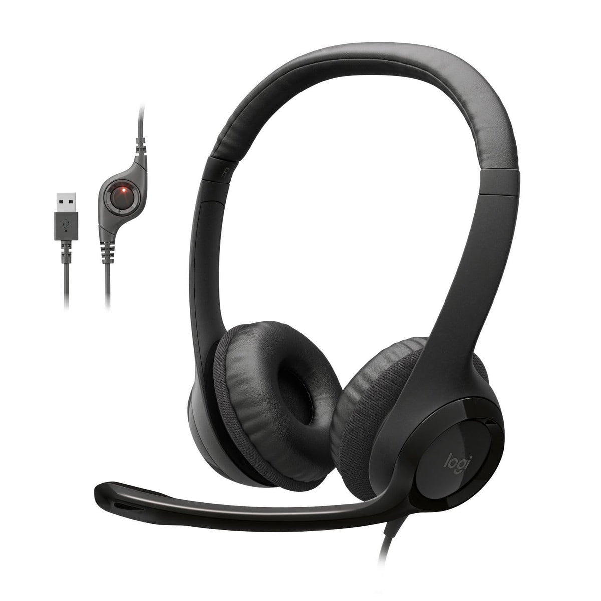 Logitech H390 Wired Headset PC/Laptop Stereo Headphones, USB-A, Black