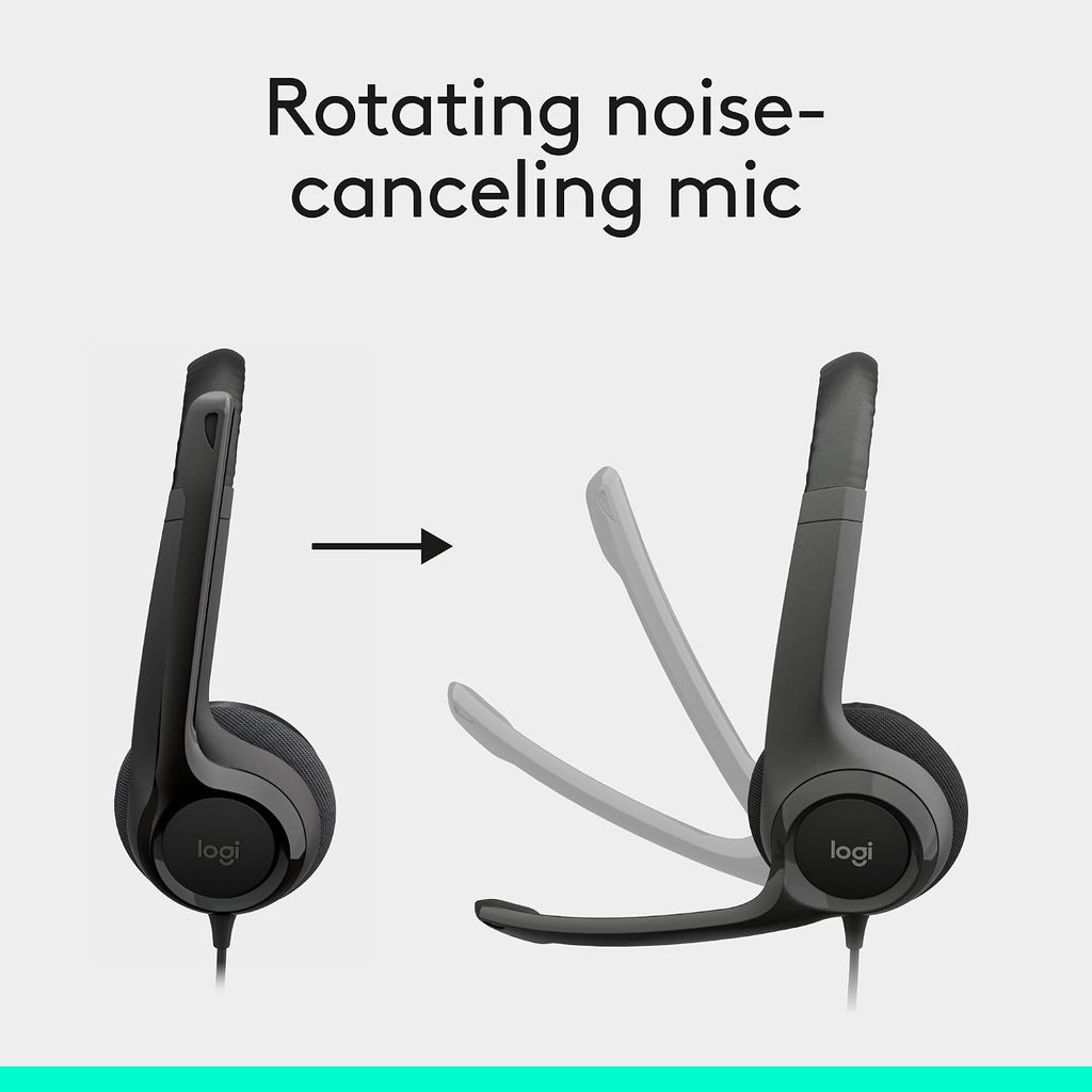 Logitech H390 Wired Headset PC/Laptop Stereo Headphones, USB-A, Black