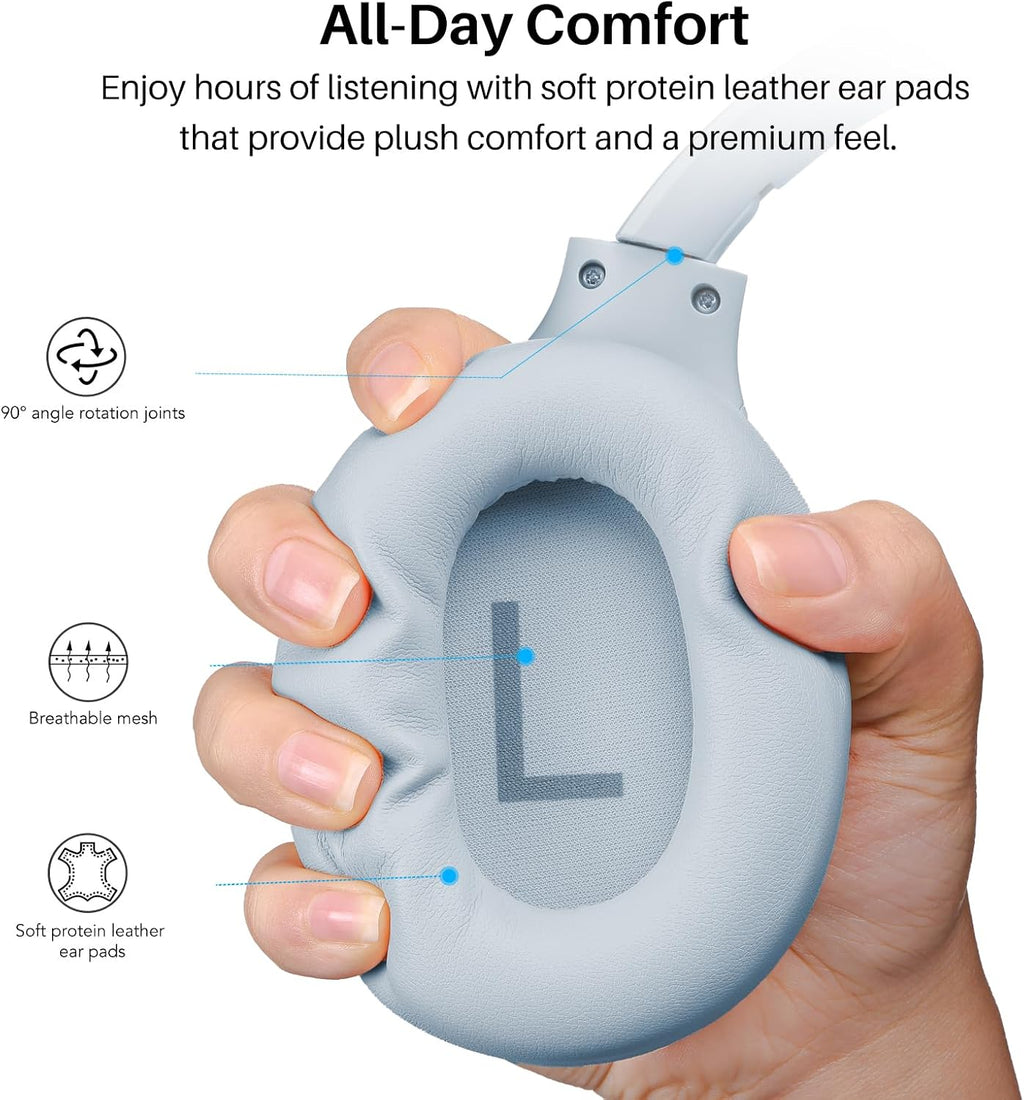 TOZO HT3 Hybrid Noise Cancelling Wireless Headphones, 90H Over Ear Headset